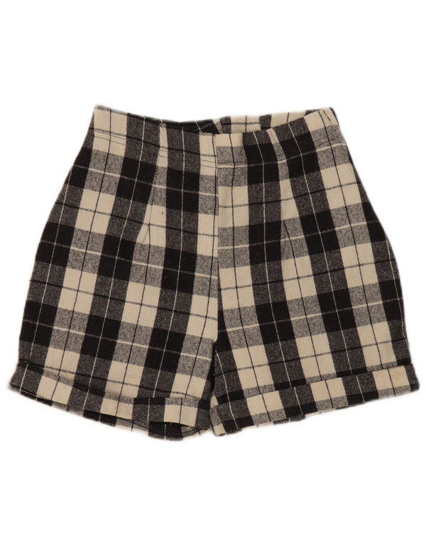 Phard Shorts feminino casual de cintura alta W24 XS preto xadrez de lã