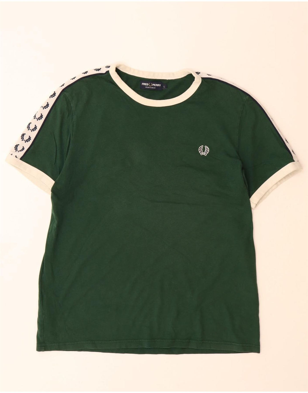 Camiseta gráfica masculina FRED PERRY Top grande de algodão colorido verde