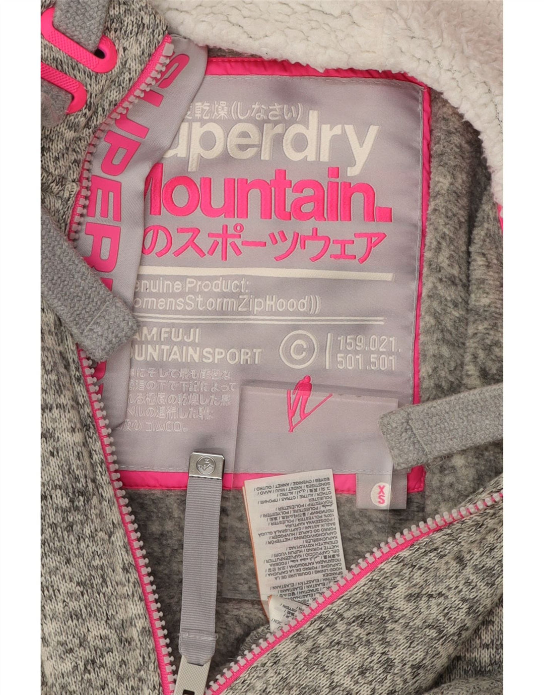 SUPERDRY Womens Zip Hoodie Sweater UK 6 XS Grey Acrylic Vintage Superdry and Second-Hand Superdry from Messina Hembry 