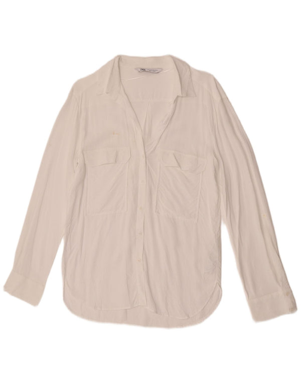 Blusa feminina Zara UK 12 viscose branca média