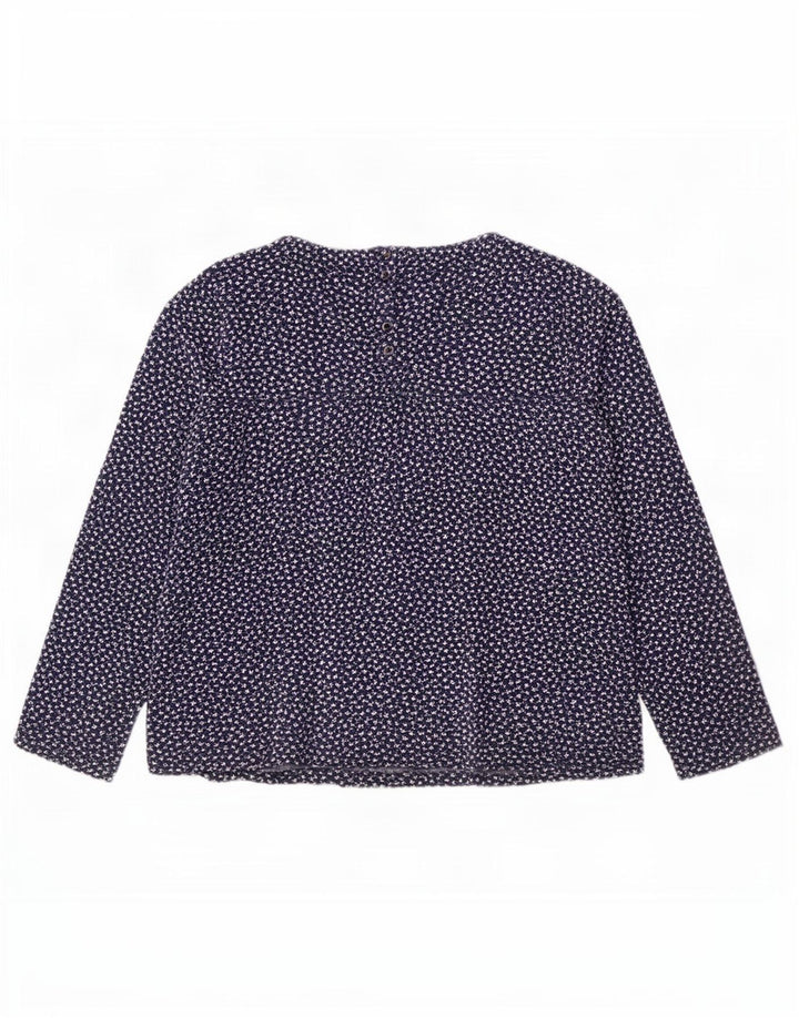 Top feminino com estampa abstrata Fat Face manga comprida Reino Unido 16 grande azul marinho
