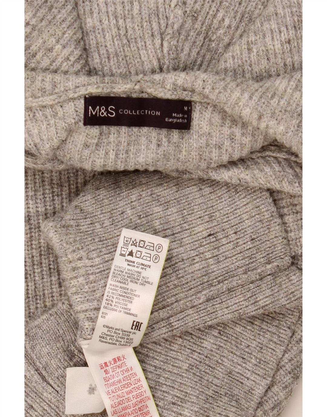Suéter cardigã feminino com capuz MARKS & SPENCER Reino Unido 14 poliéster cinza médio