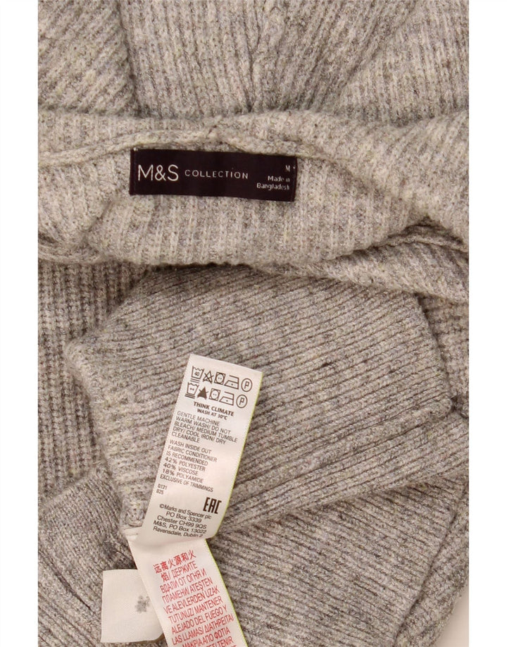 Suéter cardigã feminino com capuz MARKS & SPENCER Reino Unido 14 poliéster cinza médio