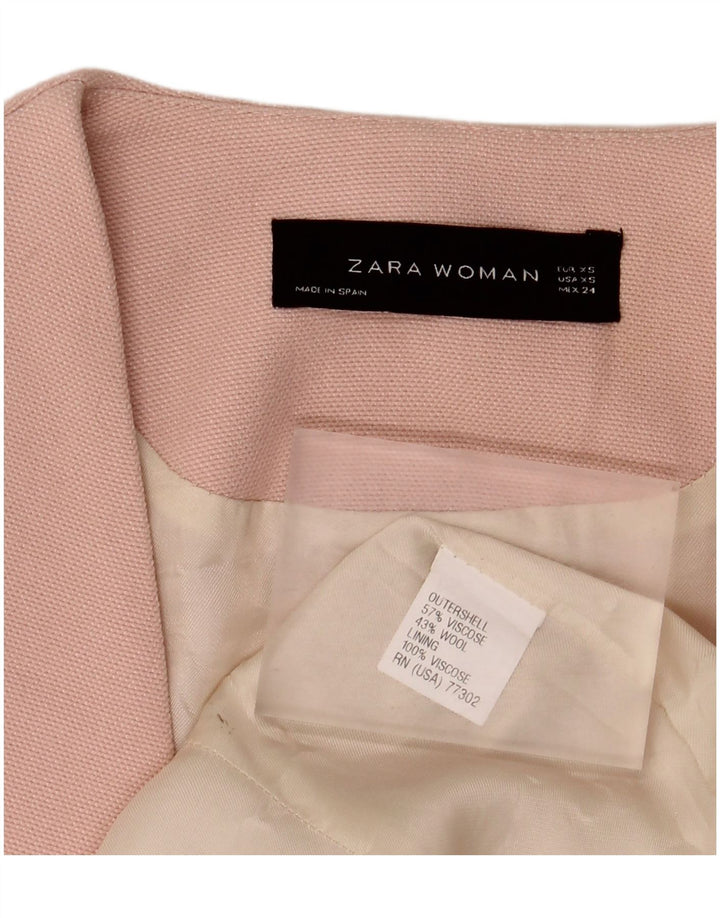 Jaqueta Zara Womens Open Blazer Reino Unido 6 XS Rosa Viscose