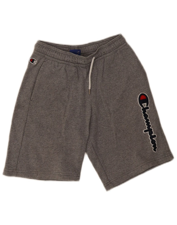 Shorts esportivos gráficos Champion Boys 11-12 anos grandes de algodão cinza manchado