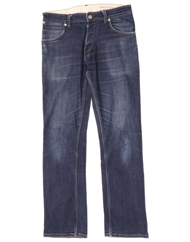 French Connection Masculino Regular Straight Jeans W30 L32 Azul Marinho Algodão