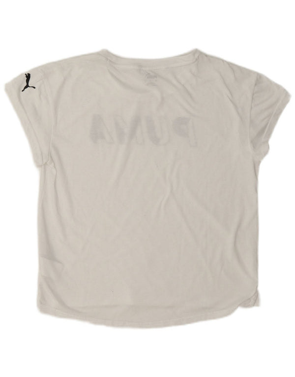 Puma Camiseta Feminina Graphic Top UK 10 Pequena Poliéster Branco