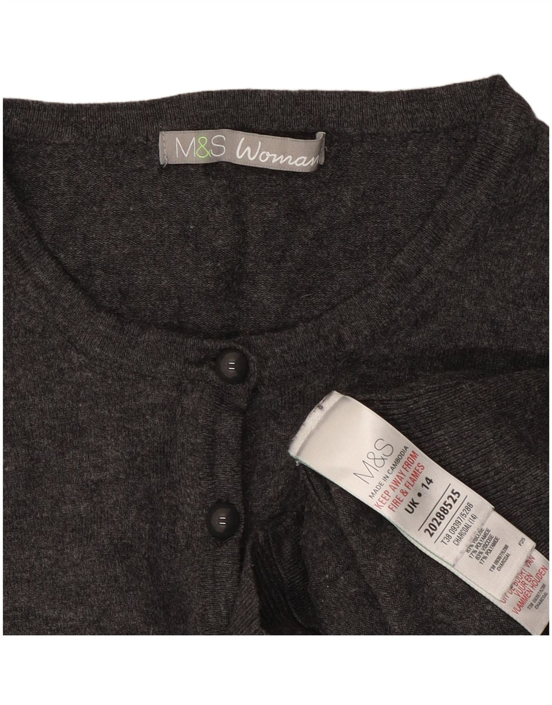 Suéter cardigã feminino Marks & Spencer Reino Unido 14 viscose cinza médio