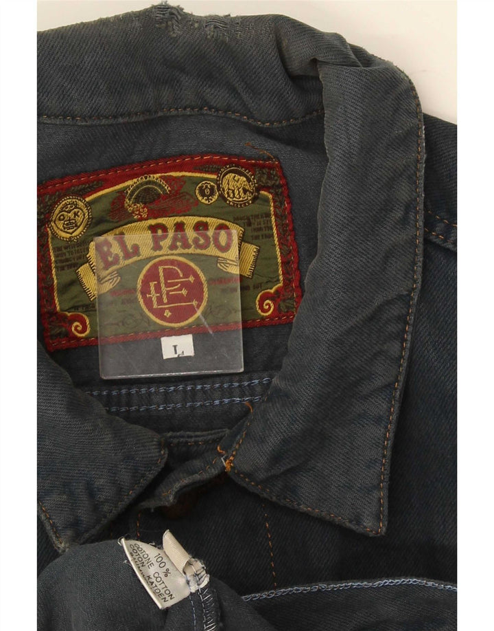 Jaqueta jeans masculina El Paso UK 40 grande algodão azul