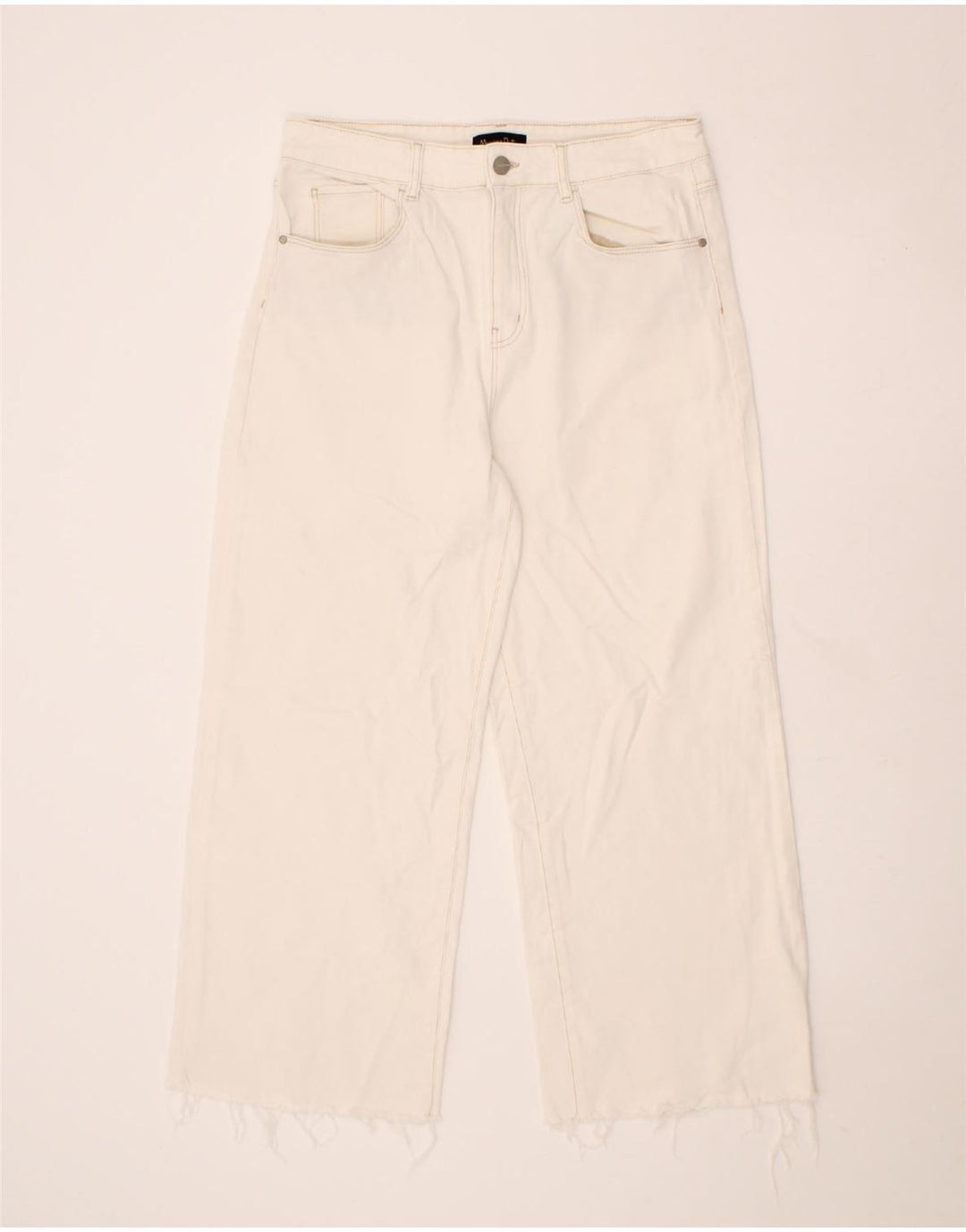 MASSIMO DUTTI Womens Wide Leg Jeans US 10 Large W32 L27 White Cotton Vintage Massimo Dutti and Second-Hand Massimo Dutti from Messina Hembry 