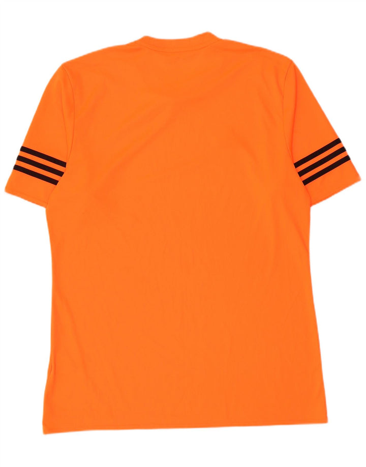 Adidas Mens Climalite Camiseta Top Grande Laranja Listrado Poliéster