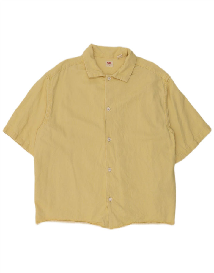 Camisa jeans masculina de manga curta Levi's de algodão amarelo médio