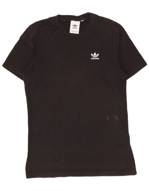 ADIDAS Mens Camiseta Top Pequeno Algodão Preto