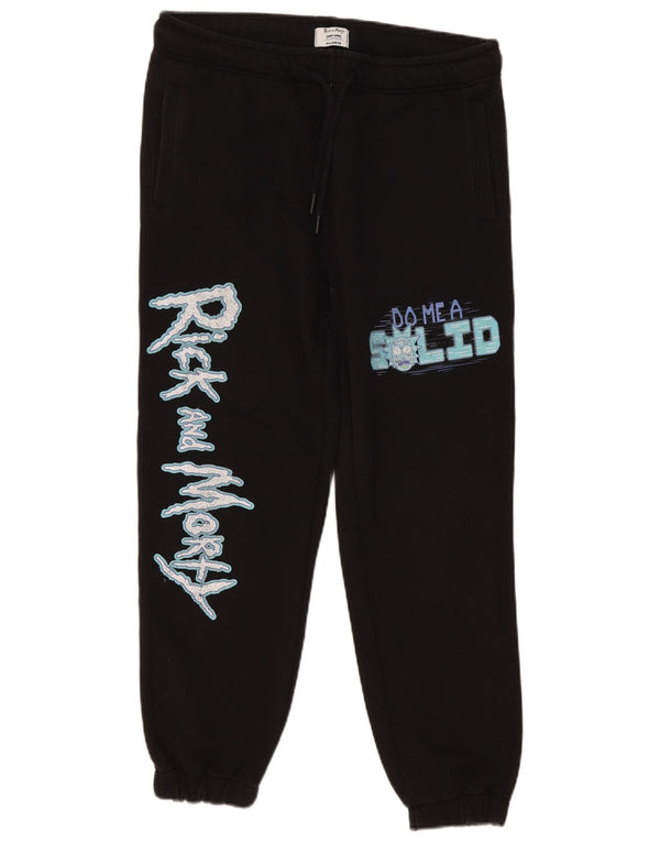Pull & Bear Mens Rick e Morty Calça de treino Joggers médio preto