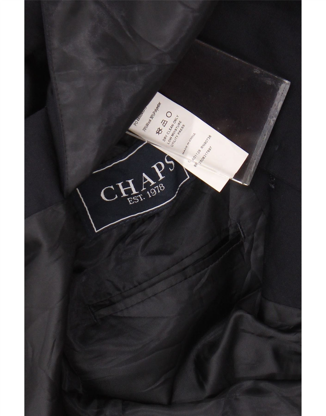 Jaqueta blazer masculina Chaps Longline 2 botões Reino Unido 38 lã azul marinho médio