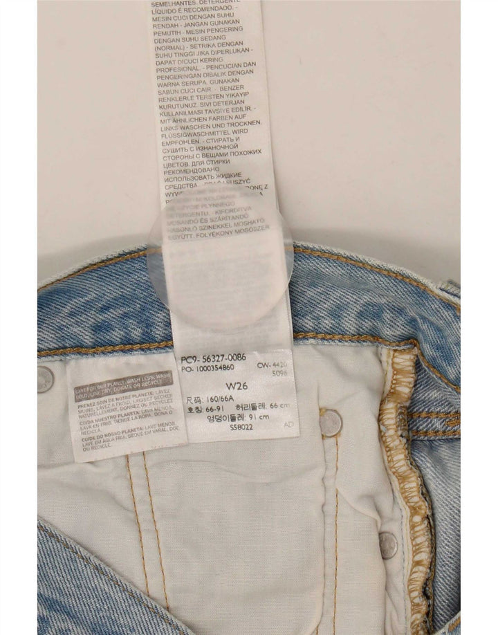 Shorts jeans feminino Levi's 501 desgastado W26 pequeno algodão azul