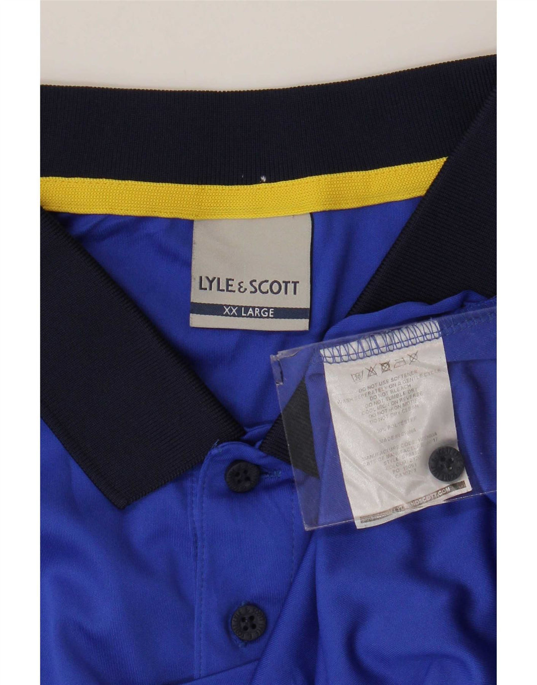 Camisa pólo masculina Lyle & Scott 2XL poliéster geométrico azul