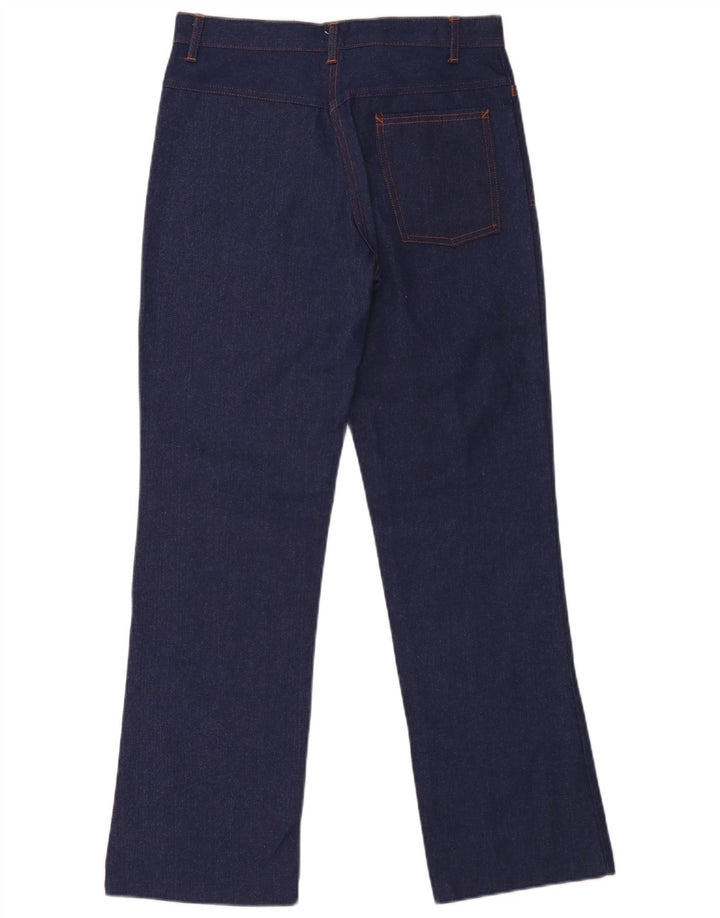 Jeans vintage feminino de perna larga W32 L31 azul marinho
