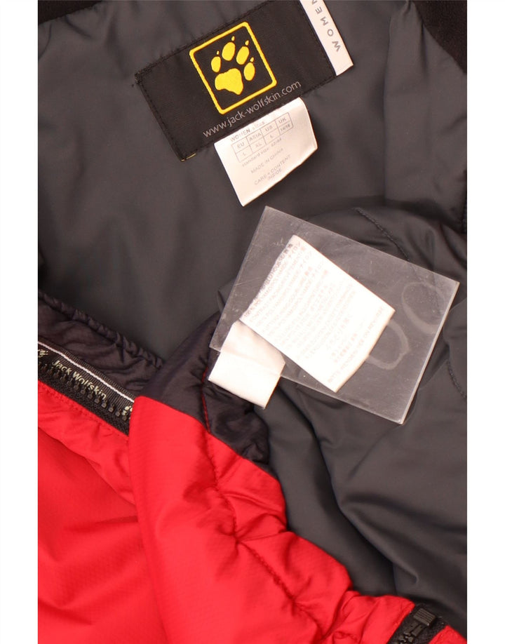 Jaqueta corta-vento feminina Jack Wolfskin UK 14/16 grande bloco colorido vermelho