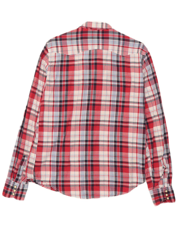 Camisa feminina Levi's UK 14 médio vermelho xadrez algodão