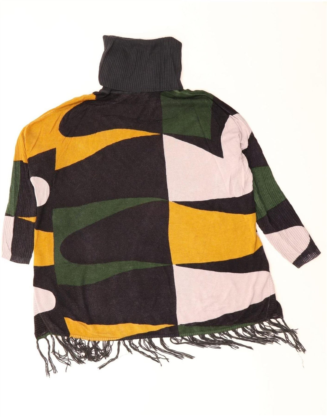 Suéter feminino Desigual com gola redonda e gola redonda Reino Unido 10 pequeno verde geométrico