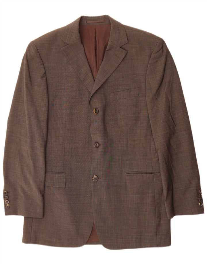 Jaqueta blazer masculina Hugo Boss com 3 botões UE 46 pequena lã virgem cinza