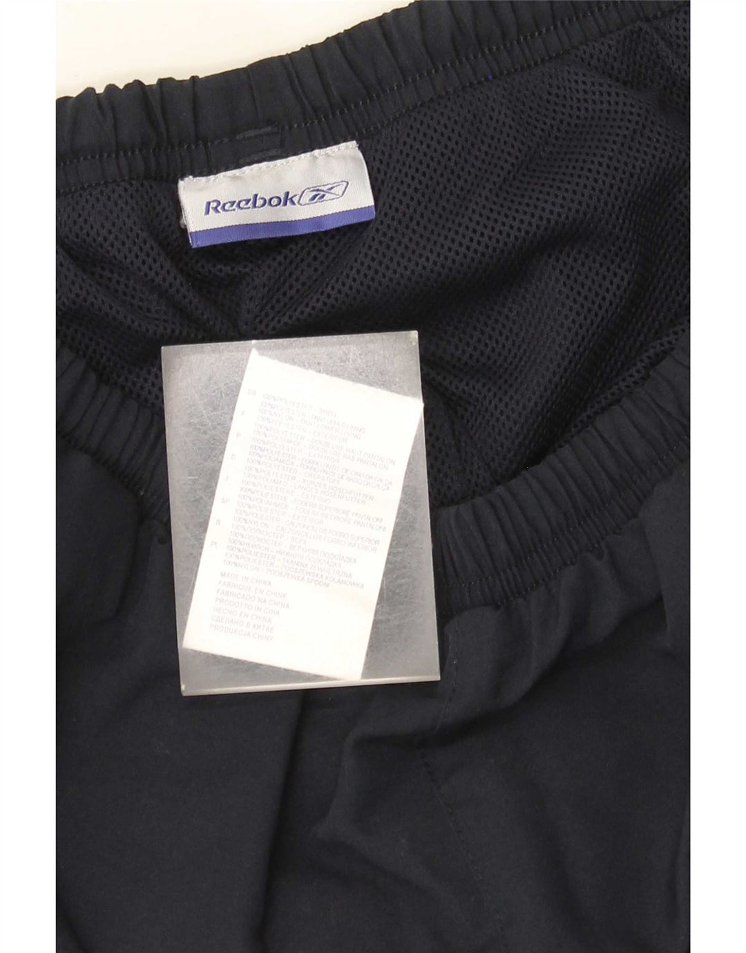 Calça de treino masculina Reebok pequena azul marinho poliéster