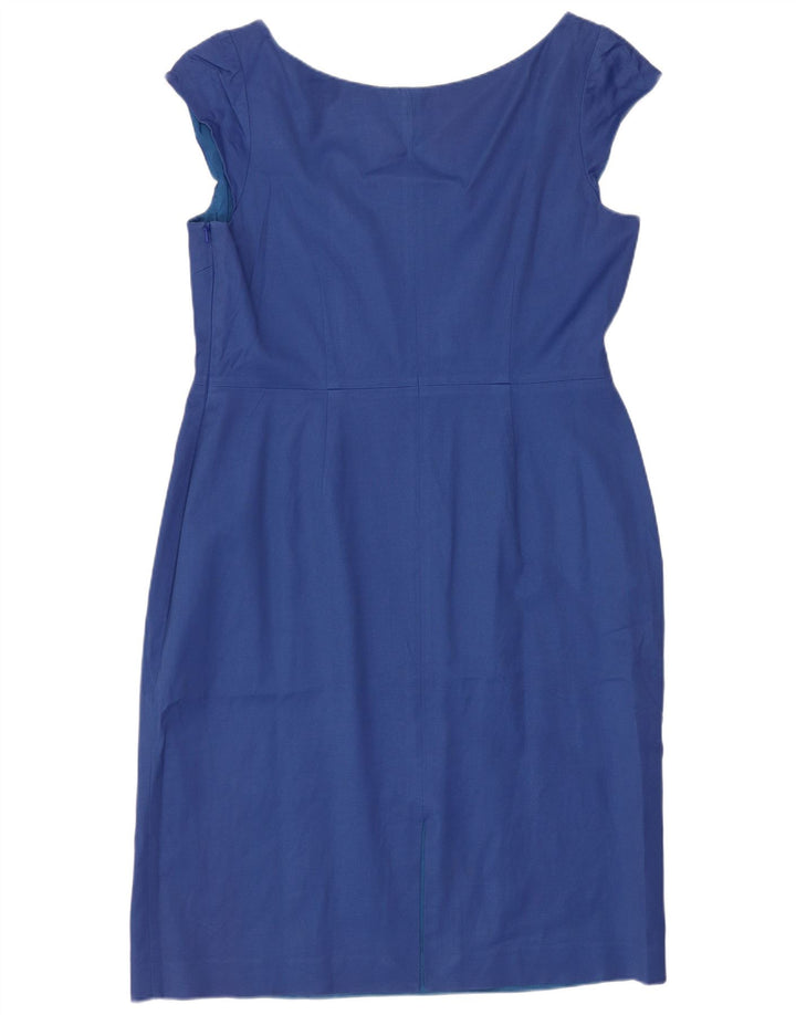 Vestido bainha feminino Coast UK 16 grande algodão azul