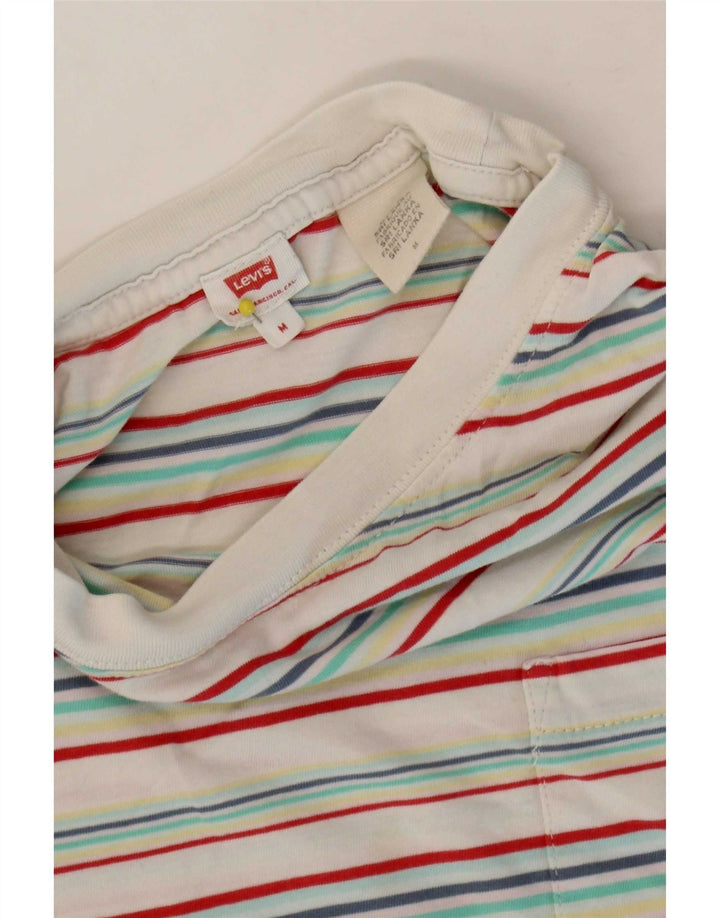 Camiseta feminina Levi's Crop Top UK 14 Médio Algodão listrado multicolorido