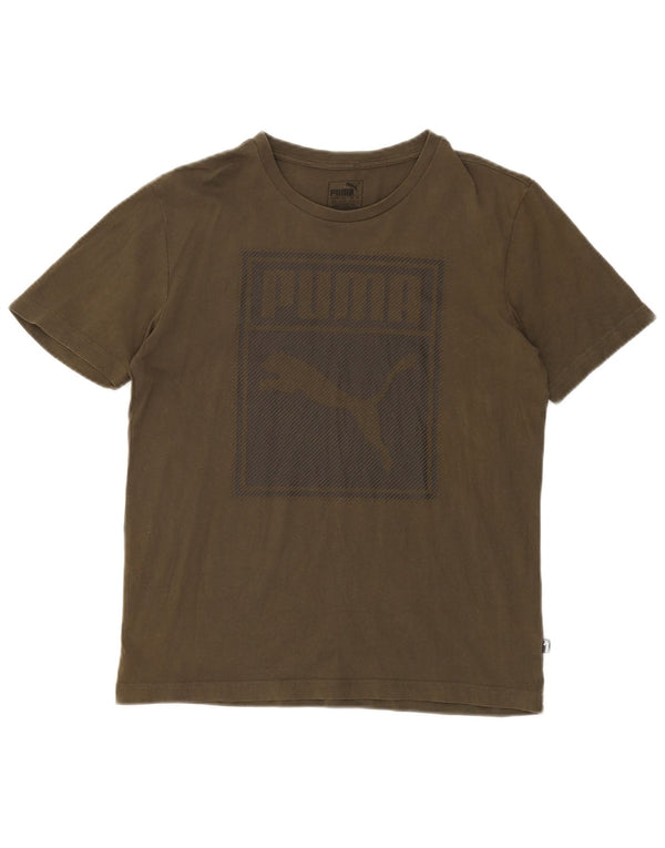 Camiseta Puma Masculina Regular Graphic Top Pequeno Algodão Cáqui