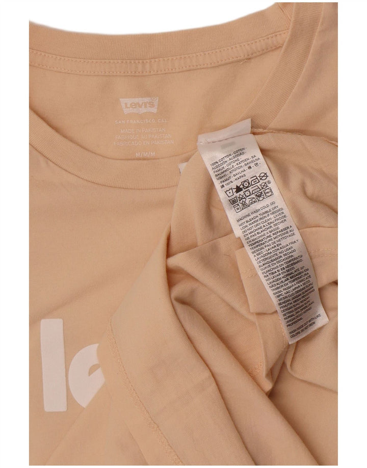 Camiseta feminina gráfica Levi's Top UK 12 algodão bege médio