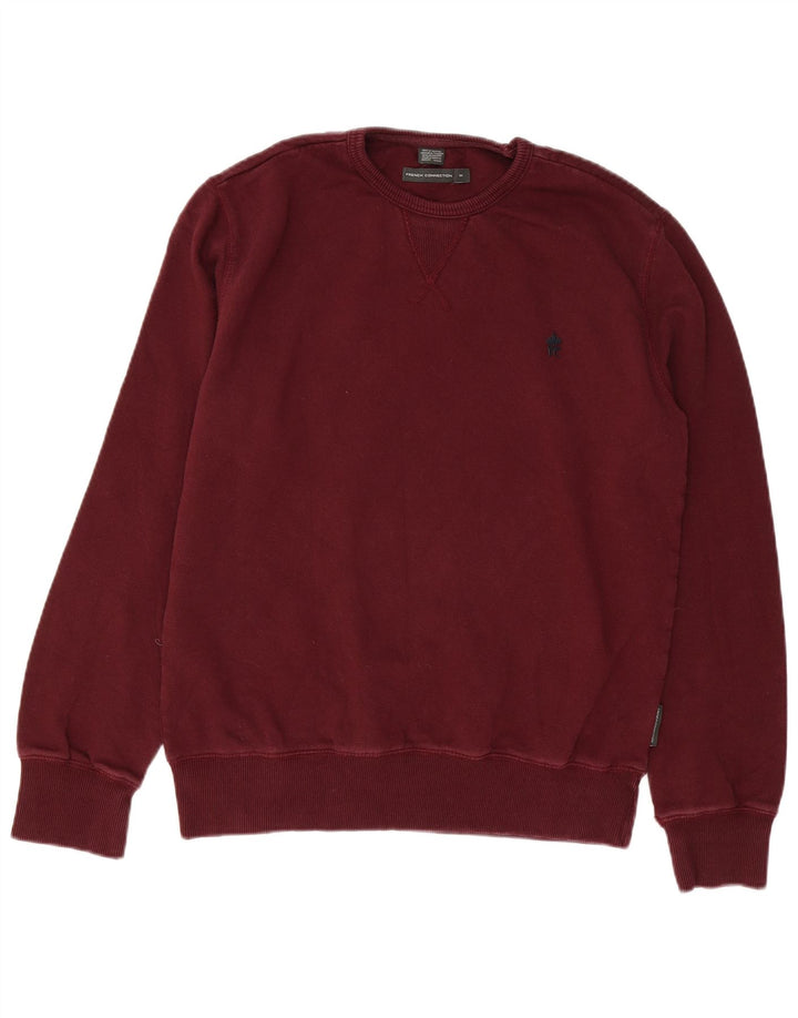 FRENCH CONNECTION Moletom masculino Jumper Médio Algodão Borgonha
