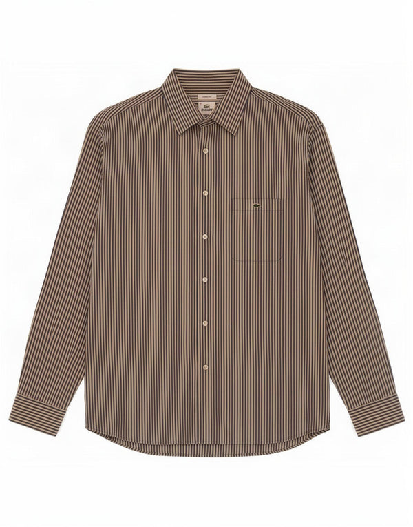 Camisa masculina Lacoste Classic Fit tamanho 46 2XL algodão listrado azul