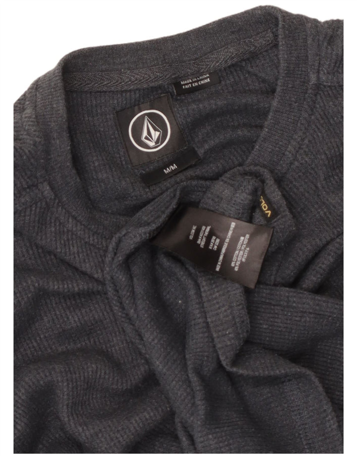 Volcom Mens Regular Fit Top Manga Longa Médio Algodão Cinza