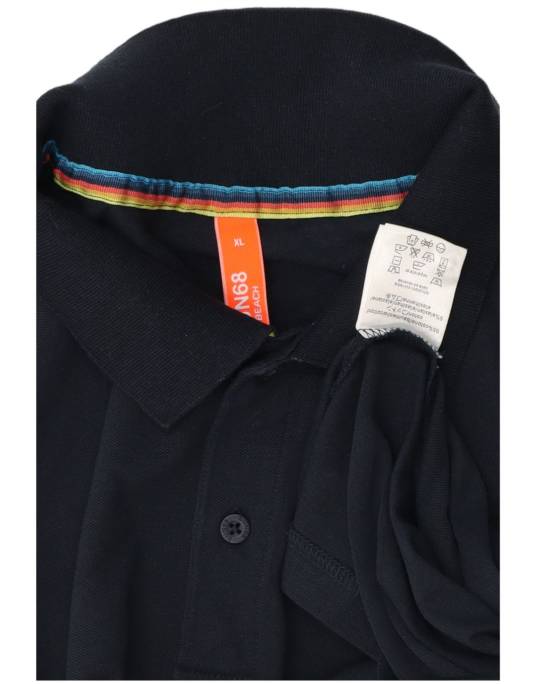 Camisa polo masculina Sun68 XL azul marinho algodão