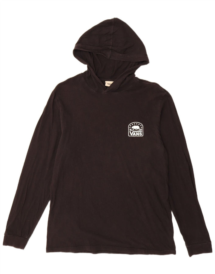 VANS Mens Hooded Graphic Top Long Sleeve Medium Black Cotton