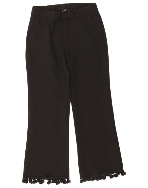 Calça feminina Zara Bootcut cortada XS W24 L24 poliéster preto