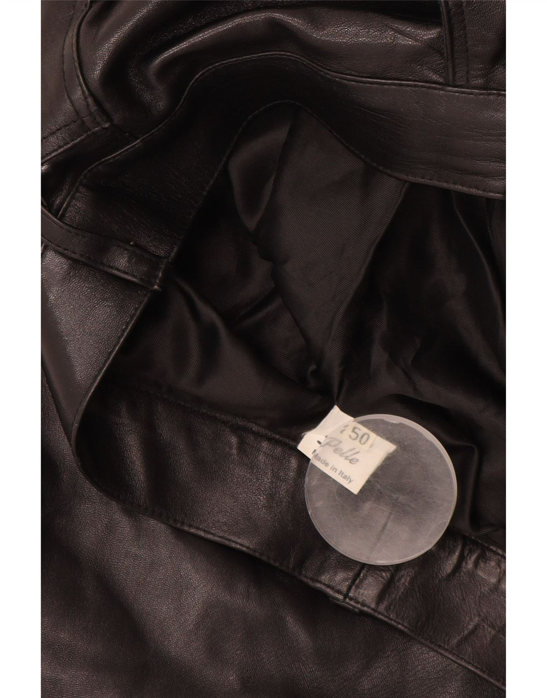 Calça masculina de couro reto VINTAGE IT 50 grande W32 L30 couro preto