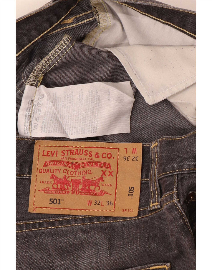 Calça jeans masculina Levi's 501 Straight W32 L32 cinza algodão