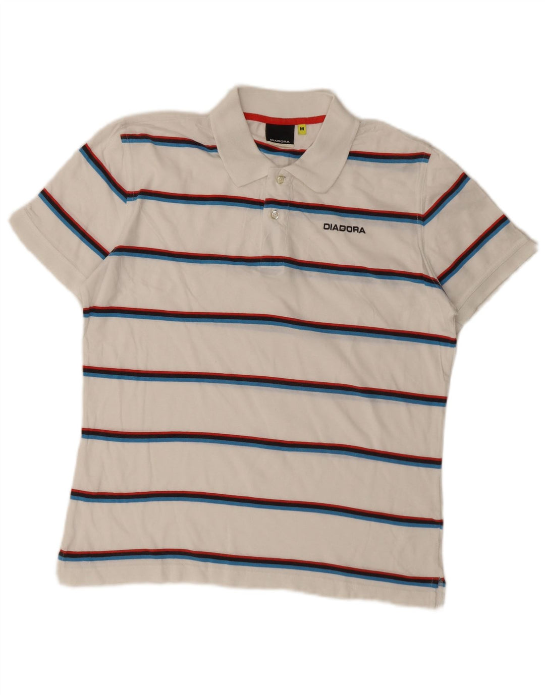 Camisa polo masculina Diadora médio algodão listrado branco