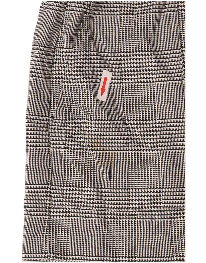 Zara Shorts Chino Feminino Cintura Alta Grande W30 Cinza Houndstooth Poliéster