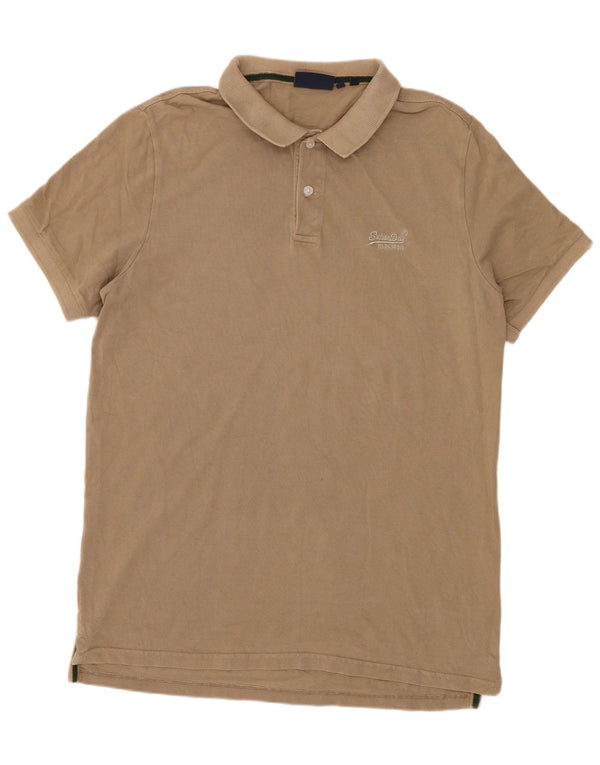 Superdry Mens Polo Shirt XL Beige Cotton