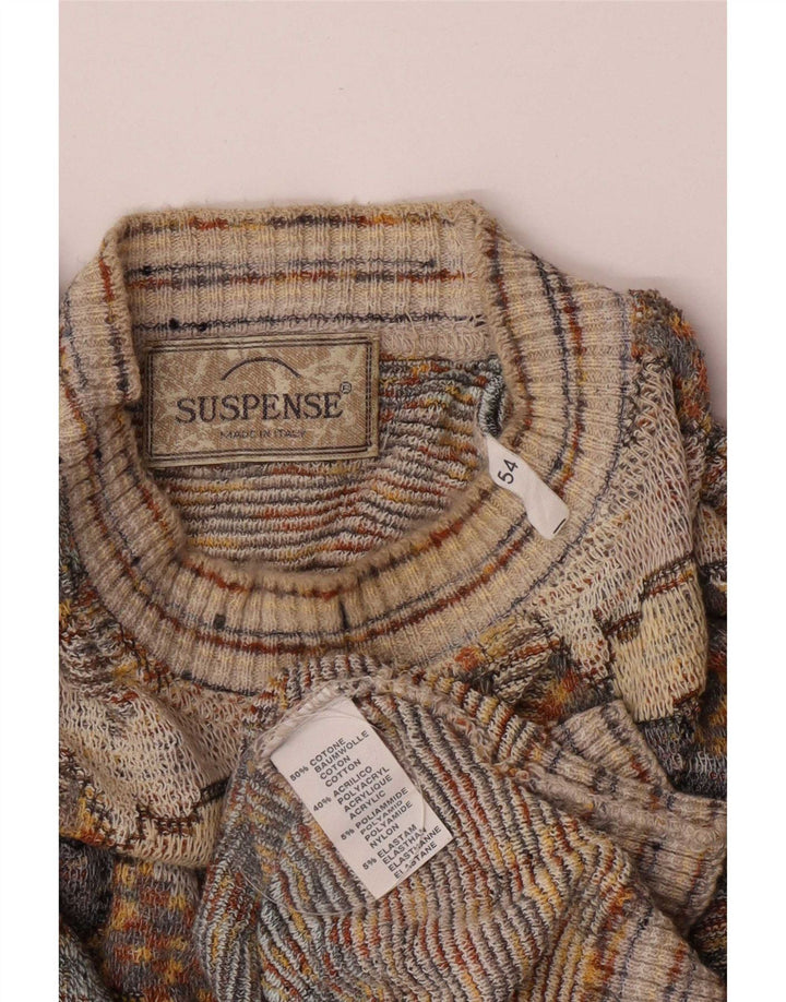 Suspense Suéter masculino com estampa abstrata com gola redonda IT 54 XL cinza
