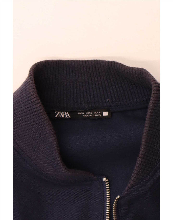 Zara Mens Bomber Jacket UK 38 Médio Azul Marinho