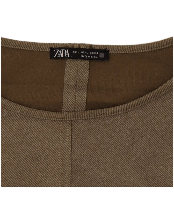 Zara Vestido Shift Feminino Reino Unido 16 Grande Caqui