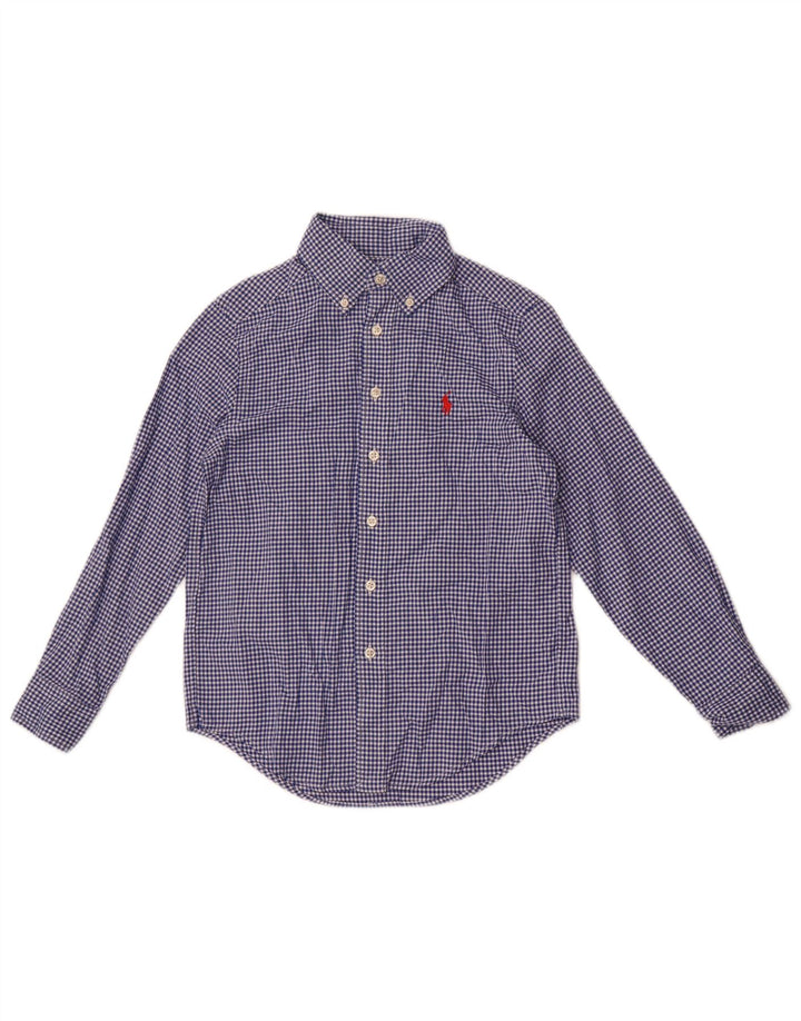 Ralph Lauren Camisa masculina 7-8 anos pequena algodão guingão azul