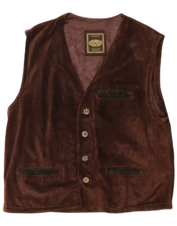 Douglas masculino camurça gilet IT 56 3XL couro marrom