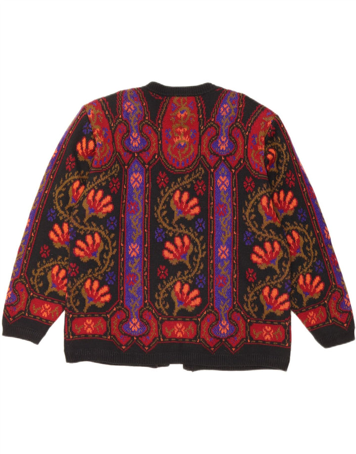 Suéter cardigã feminino Stefanel Reino Unido 16 grande floral multicolorido