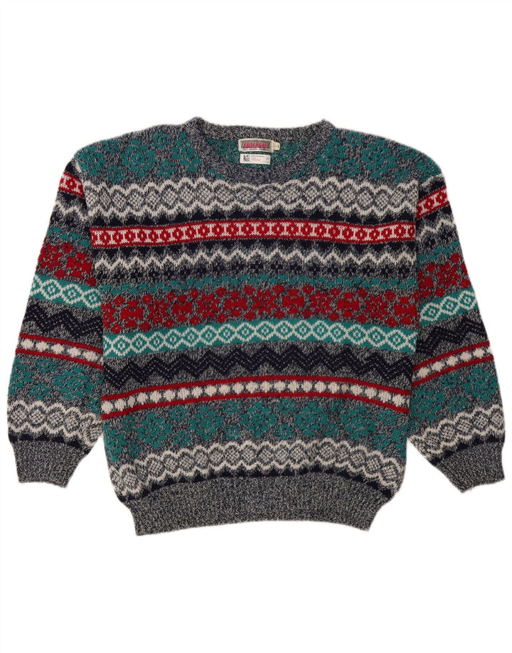 Suéter masculino BROADWAY com gola canoa grande multicolorido Fair Isle