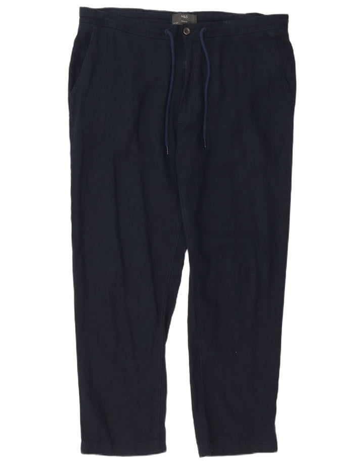 Calça masculina Marks & Spencer reta regular casual W38 L29 azul marinho